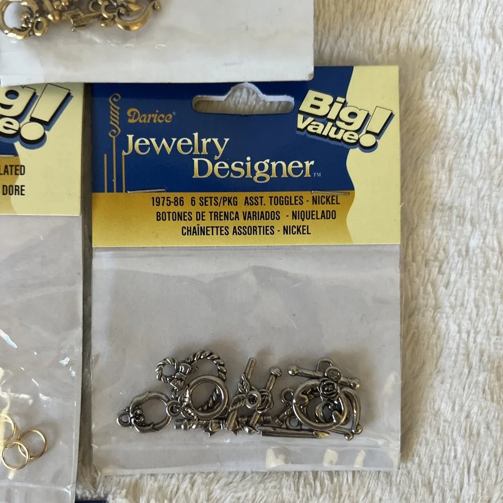 Darice Jewelry Designer Mixed Lot of 8 Supplies Clasps Spacers Jump Rings